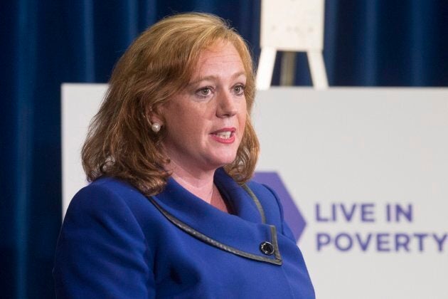 Lisa MacLeod, Ontario's Children, Community and Social Services Minister makes an announcement on welfare rates at the Ontario Legislature in Toronto on Tuesday.