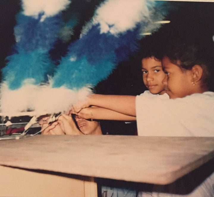 Mischka and Joella Crichton help out at the mas camp in the early 1990s.