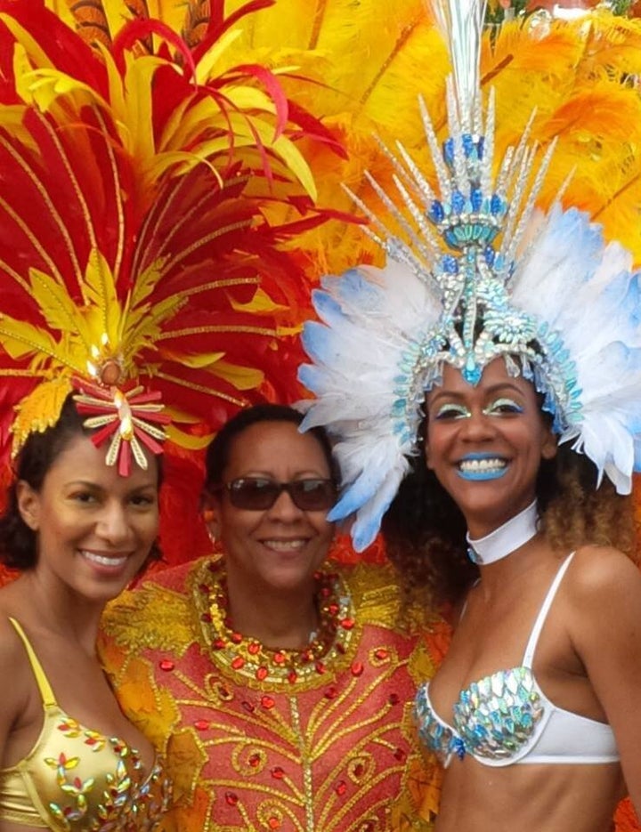 Families who play mas together, jump up together! The Crichton women at Carnival.