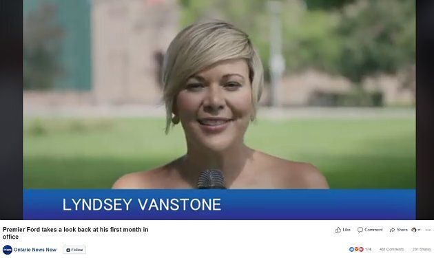 Lyndsey Vanstone appears in a screencap of Ontario News Now's first video.