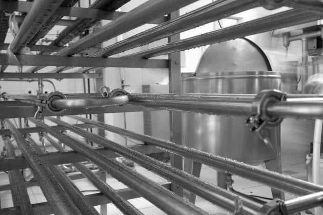 Inside a pasteurization industry producing a diversity of food products.