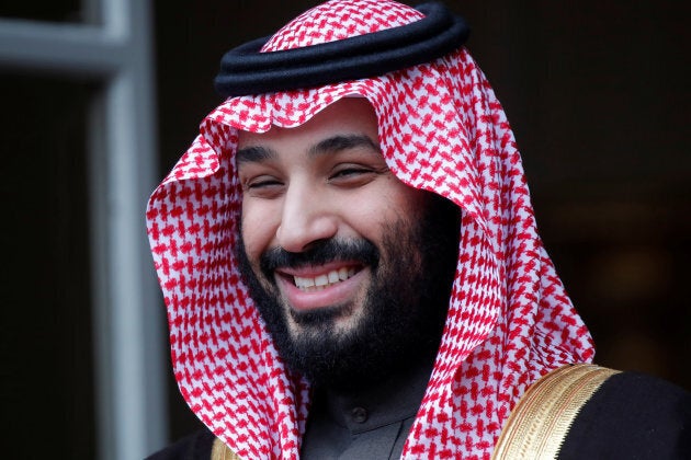 Saudi Arabia's Crown Prince Mohammed bin Salman poses as he arrives at the Hotel Matignon in Paris on April 9, 2018.