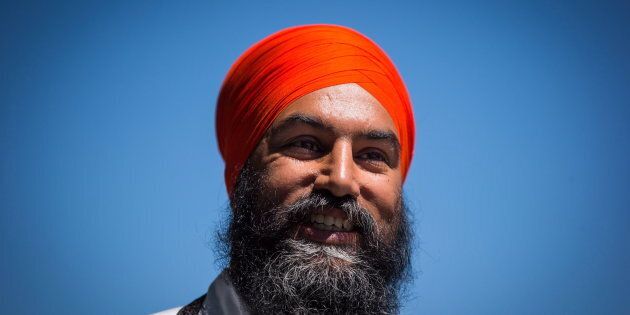 NDP Leader Jagmeet Singh arrives for a news conference in Vancouver on July 13, 2018.