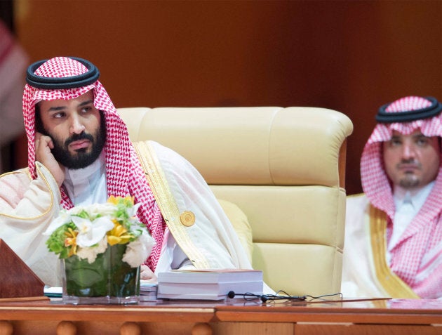 Saudi Arabia's Crown Prince Mohammed bin Salman attends during the 29th Arab Summit in Dhahran, Saudi Arabia on April 15, 2018.