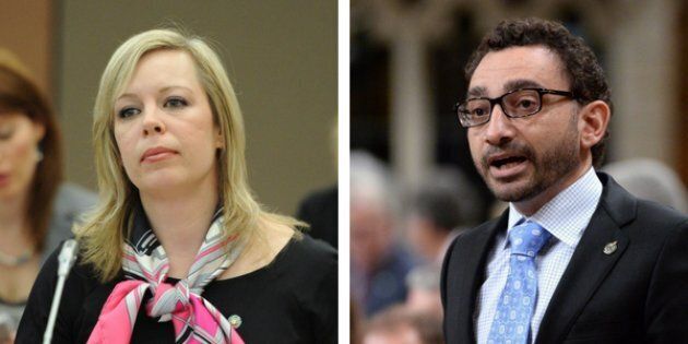 Senator Denise Batters (left) said a CBC Power and Politics host should have spoken with MP Omar Alghabra about his birthplace.