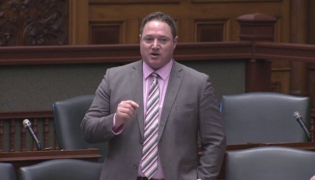 Essex NDP MPP Taras Natyshak speaks in Ontario's legislative chamber on Feb. 28, 2018.