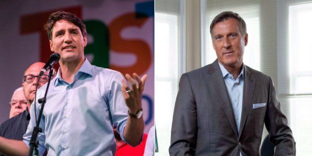 Quebec MP Maxime Bernier (right) criticized Prime Minister Justin Trudeau's approach to policies advocating for