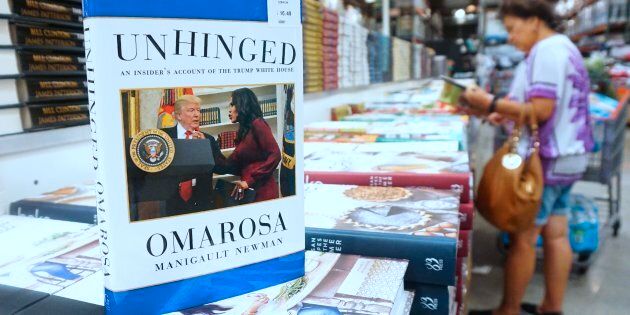 Omarosa Manigualt-Newman's newly released book 'Unhinged' is displayed and for sale in Alhambra, California on Aug. 4, 2018.