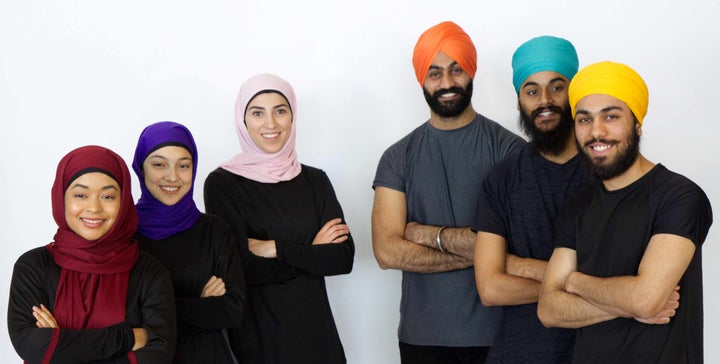 Thawrih team members: Sawsan Abu-Oshaibah (centre in pink hijab), Pavneet Ahluwalia (centre in turquois turban), Shaymaa El-Gayaar (left in purple hijab), Lovepreet Singh Dhillon (right in orange turban).