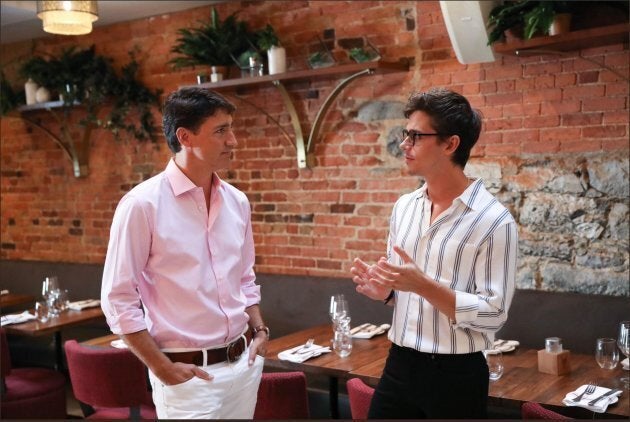 Justin Trudeau, left, with Antoni from "Queer Eye" in Montreal on Aug. 19.