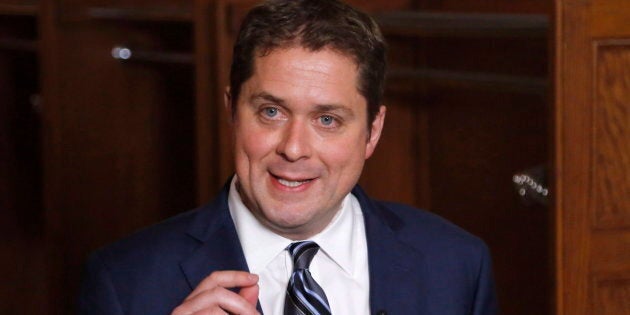 Conservative leader Andrew Scheer speaks to reporters after a caucus meeting on Parliament Hill in Ottawa on June 6, 2018.