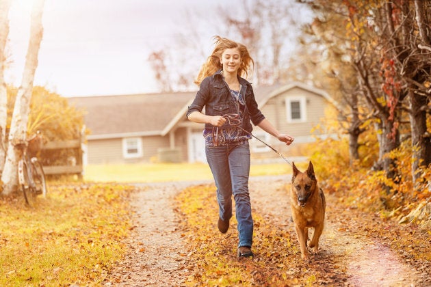 Day-to-day activities like walking the dog can be good times for teenagers to practice mindfulness.