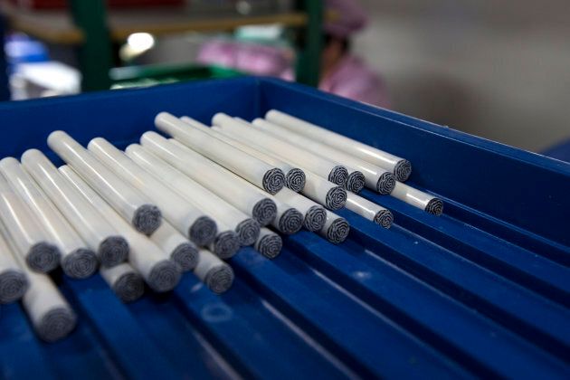 Electronic cigarettes at a production line in a factory in Shenzhen, China.