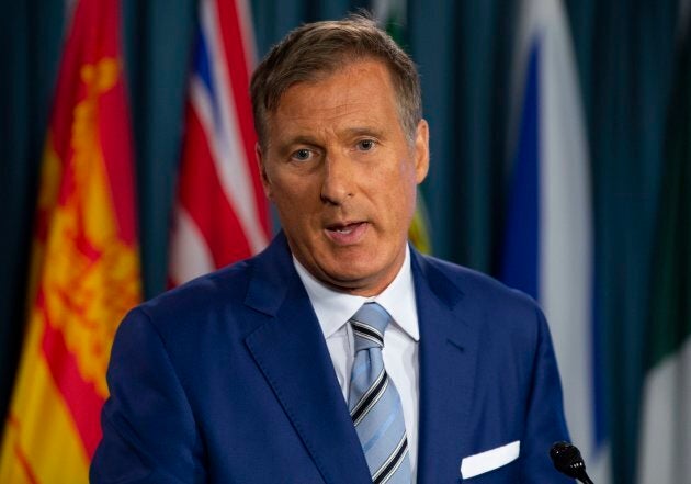 Maxime Bernier announces he will leave the Conservative party during a news conference in Ottawa on Aug. 23, 2018.