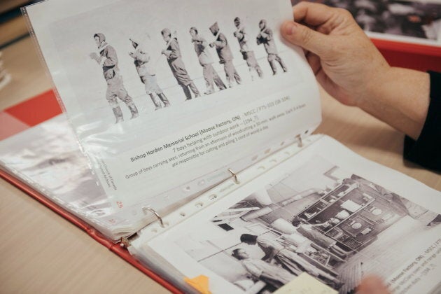 Hurn studies binders of information about Anglican residential schools.