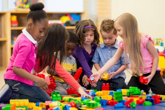 Children playing with blocks.