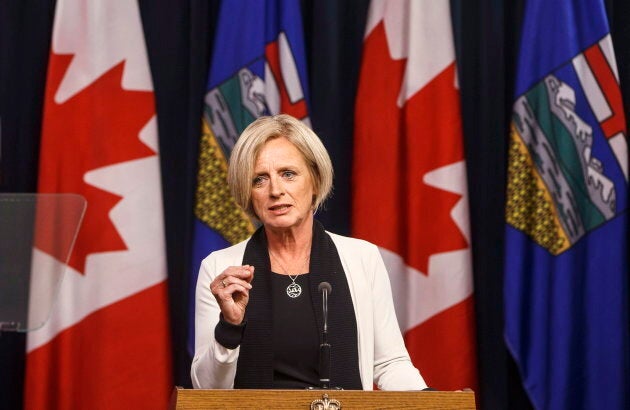 Alberta Premier Rachel Notley speaks at a news conference in Edmonton on Aug. 30, 2018.