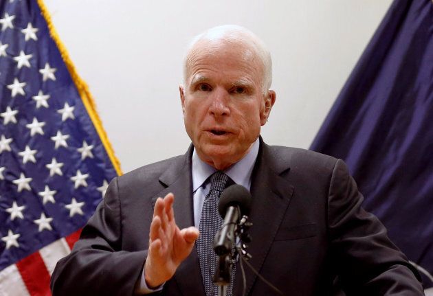 United States Senator John McCain speaks during a news conference in Kabul, Afghanistan, on July 4, 2017.