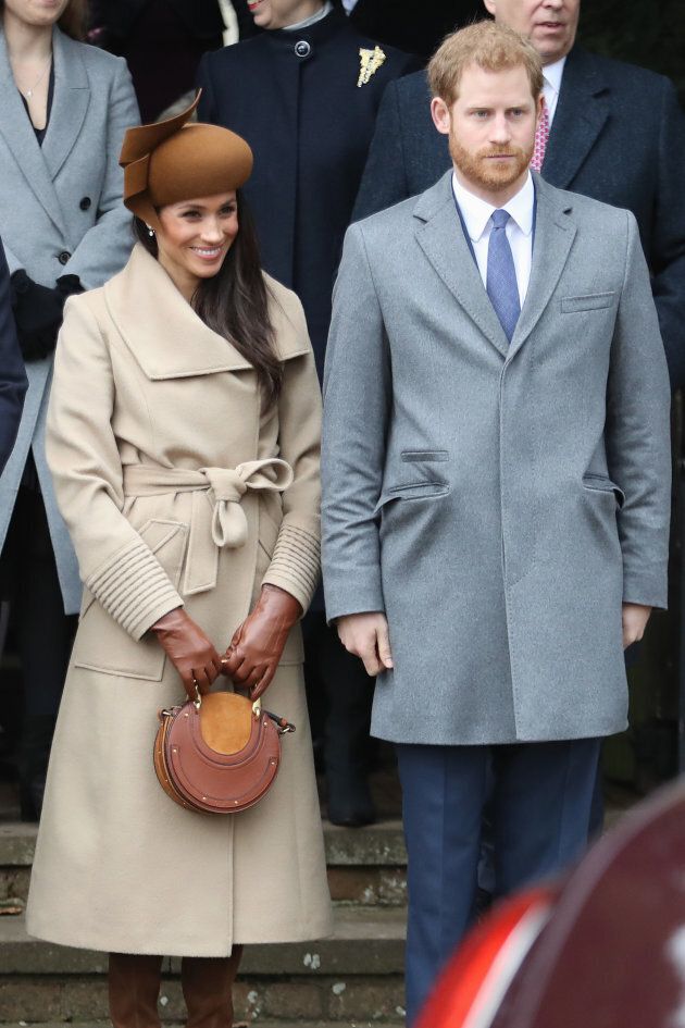 Meghan Markle and Prince Harry attend church with the Royal Family on Dec. 25 2017.