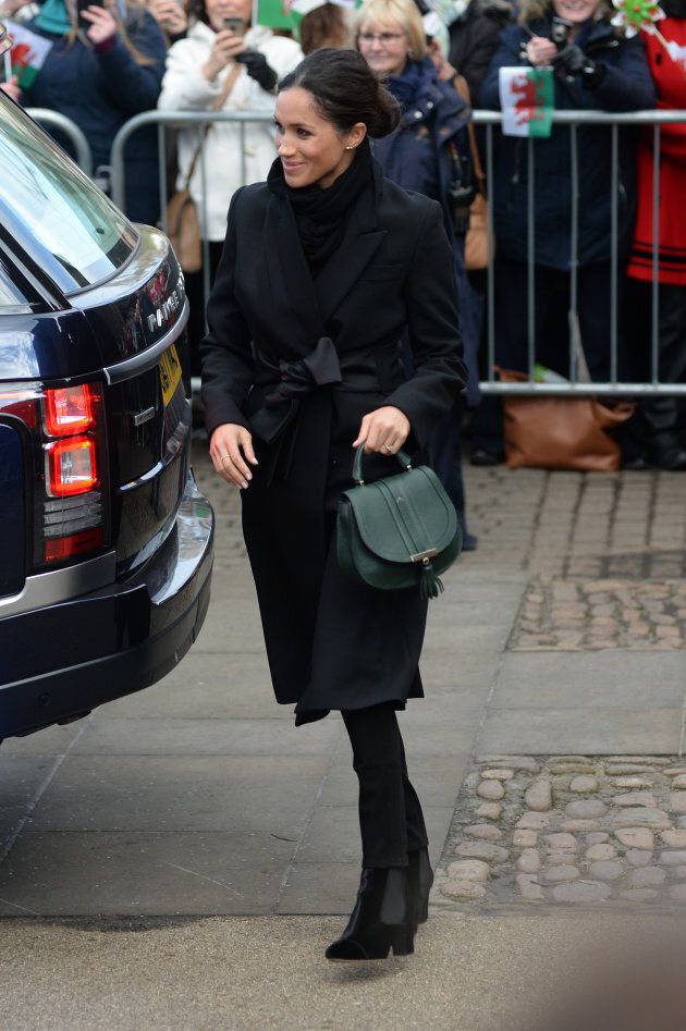 Meghan Markle on the grounds of Cardiff Castle in Jan. 18, 2018.