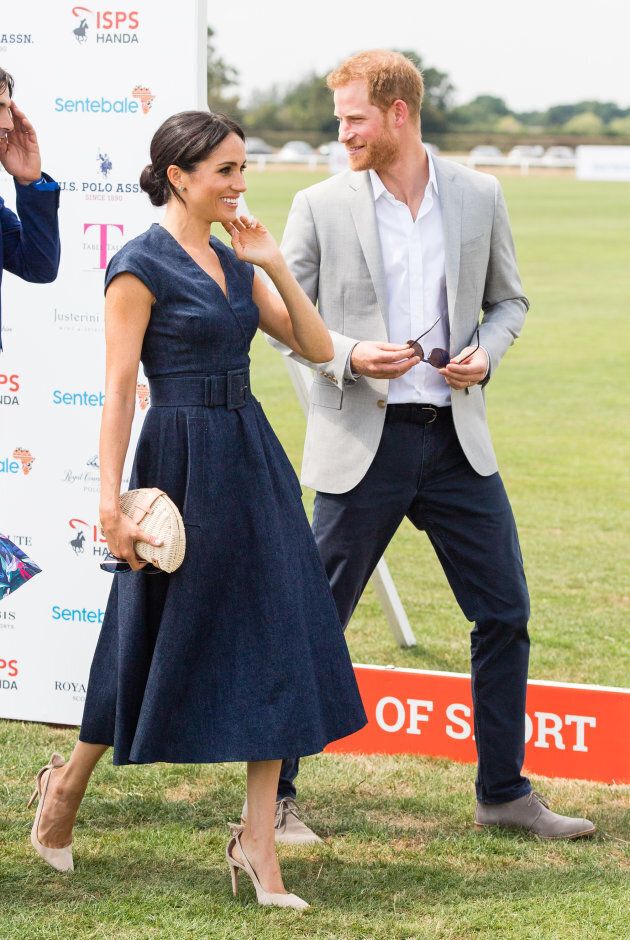 The Duke and Duchess of Sussex at the Sentebale Polo on July 26, 2018.