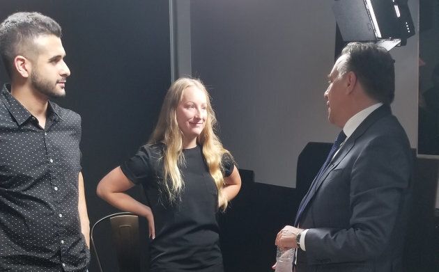 CAQ Leader Francois Legault speaks with HuffPost Quebec readers before an interview.