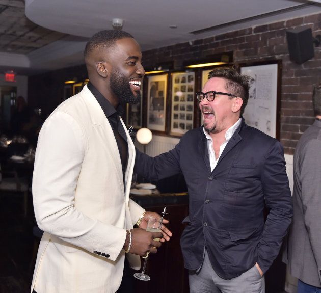 Shamier Anderson (L) and James Jordan at the 'Destroyer' cast dinner hosted by Grey Goose vodka and Soho House.