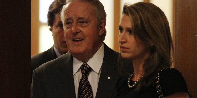 Former prime minister Brian Mulroney and his daughter Caroline arrives for the Spirit of Hope benefit in Toronto on May 31, 2010.
