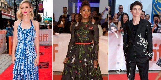 From left to right: Carey Mulligan at the premiere of her film 'Wildlife,' Issa Rae at the premiere of 'The Hate U Give,' and Timothée Chalamet at the premiere of 'Beautiful Boy' are among our favourite TIFF red carpet outfits.