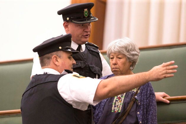 Ester Reiter is ordered to leave by Queen's Park Legislature Security during question period at the Ontario Legislature in Toronto on Sept. 12, 2018.