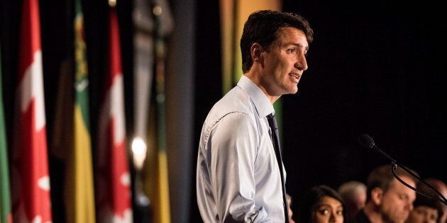 Prime Minister Justin Trudeau addresses the Liberal Party National Caucus meeting in Saskatoon on Sept. 12, 2018.