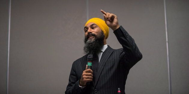 NDP Leader Jagmeet Singh speaks during the second day of a three-day NDP caucus national strategy session in Surrey, B.C., on Sept. 12, 2018.