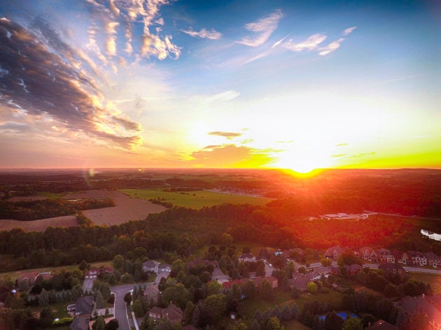 Sunset over a small town in Ontario.