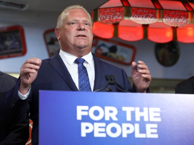 Premier Doug Ford, at Troy's Diner in Milton, Ont, announces the elimination of the carbon tax on Aug. 29, 2018.