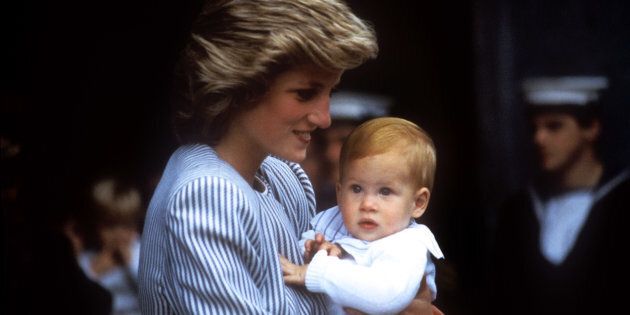 Princess Diana carries baby Prince Harry as the Royal Family set sail for the Western Isles in 1986.