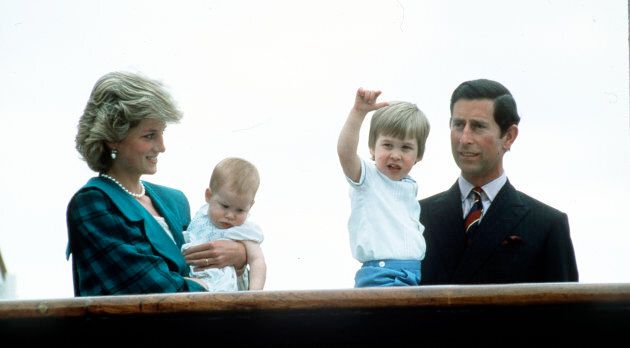The Prince and Princess of Wales with Prince William and Prince Harry on the Royal Yacht Britannia on May 6, 1985.