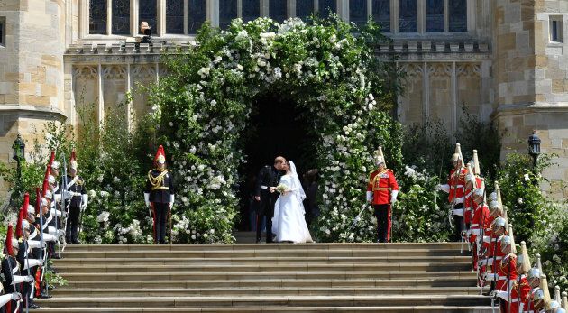 Prince Harry and Meghan Markle leave St George's Chapel in Windsor Castle after their wedding. Saturday May 19, 2018. Ben Birchall/Pool via REUTERS