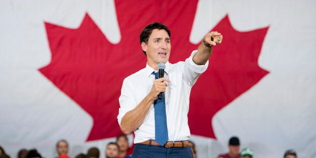 Prime Minister Justin Trudeau addresses a town hall meeting in Saskatoon, Sask. on Sept. 13, 2018.
