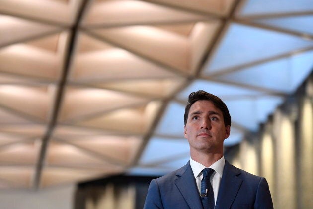 Prime Minister Justin Trudeau waits to be introduced before an an armchair discussion with Maclean's magazine in Ottawa on Sept. 17, 2018.