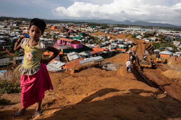 As the infrastructure continues to improve, a road is built in Kutupalong, the largest refugee camp housing the Rohingya on August 26, 2018 in Kutupalong, Cox's Bazar, Bangladesh.