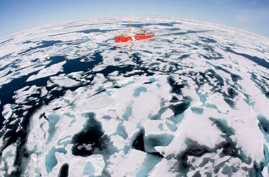 The Canadian Coast Guard icebreaker Louis S. St-Laurent makes its way through the ice in Baffin Bay on July 10, 2008. A $610-million contract was awarded to the Davie shipyard this summer.