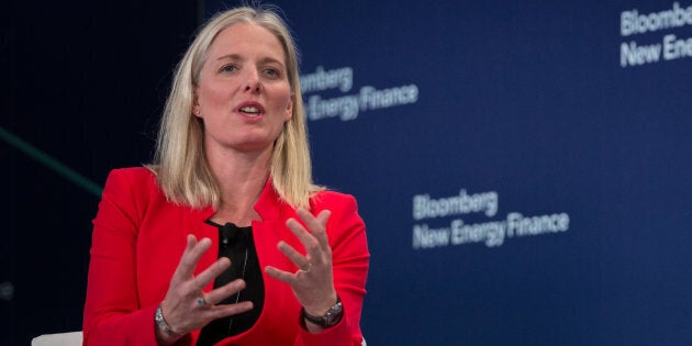 Environment and Climate Change Minister Catherine McKenna at the BNEF Future of Energy Summit in New York, N.Y., Mon. April 9, 2018. The federal Liberals' climate change plan could put more money in consumers' pockets than it costs them, a new study says.