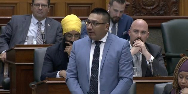 Ontario MPP Sol Mamakwa speaks during question period at Queen's Park in Toronto on Thursday.