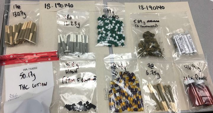 Cannabis products from the Vancouver Police seizure are shown here in a police handout image.