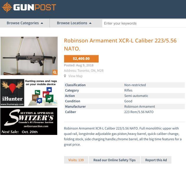 A Robinson Armament XCR-L available for sale on GunPost.ca.