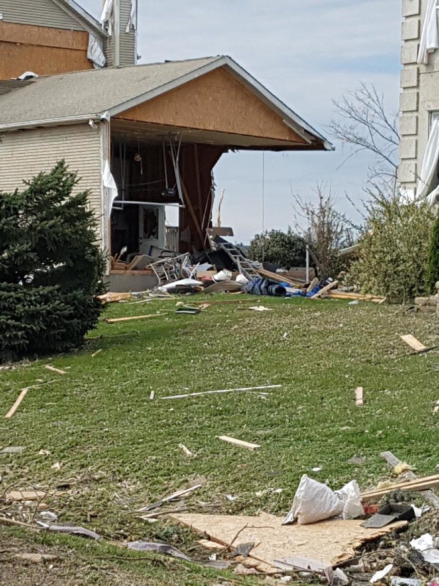 A home is left damaged after a tornado swept through Dunrobin, Ont. on Sept. 21, 2018.