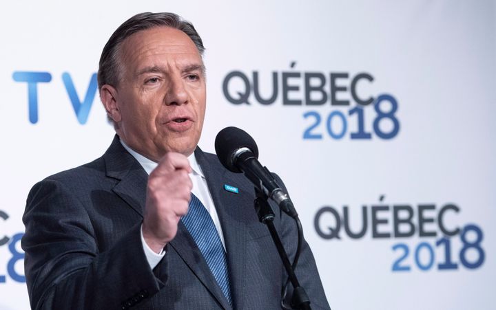 Coalition Avenir Quebec's Francois Legault responds to questions following the third Quebec elections leaders debate in Montreal, Sept. 20, 2018.