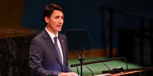 Prime Minister Justin Trudeau addresses the Nelson Mandela Peace Summit on Sept. 24, 2018, a day before the start of the 73rd session of the General Assembly at the United Nations in New York.