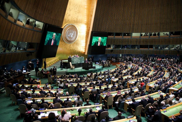 U.S. President Donald Trump addresses the General Debate of the 73rd session of the United Nations General Assembly at the UN headquarters in New York on Sept. 25, 2018.