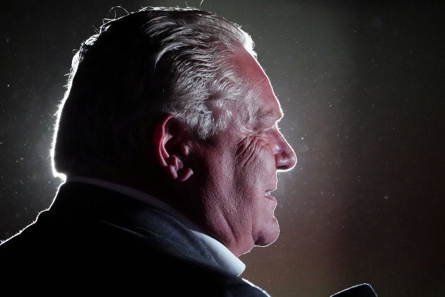 Doug Ford attends a campaign event in Caledonia, Ontario, on June 6, 2018.